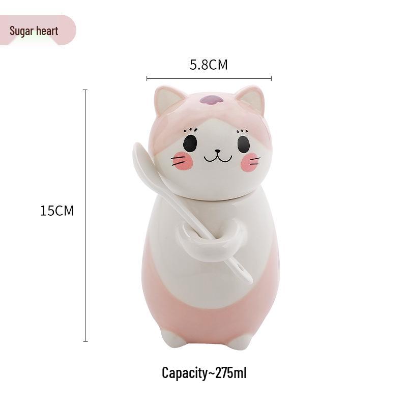 Japanese Cute Cat Cartoon Ceramic Cups with Lids: Perfect for Coffee, Milk, and Breakfast
