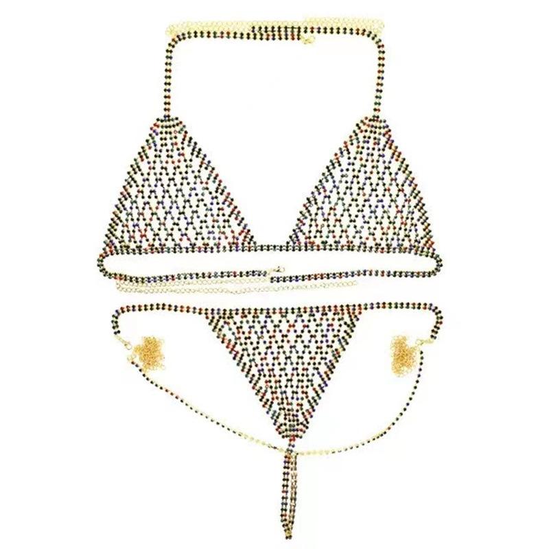 Mixed Color Mesh Bra Chain, European And American Popular Party Personalized Fun Bikini Set Chain