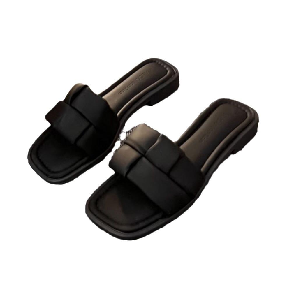 Beautiful cool slippers women's summer wear fashionable versatile skirt new fairy style French flat beach shoes