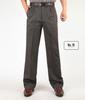 Men’s High Waist Cotton Pleated Loose-Fit Pants for Spring & Autumn