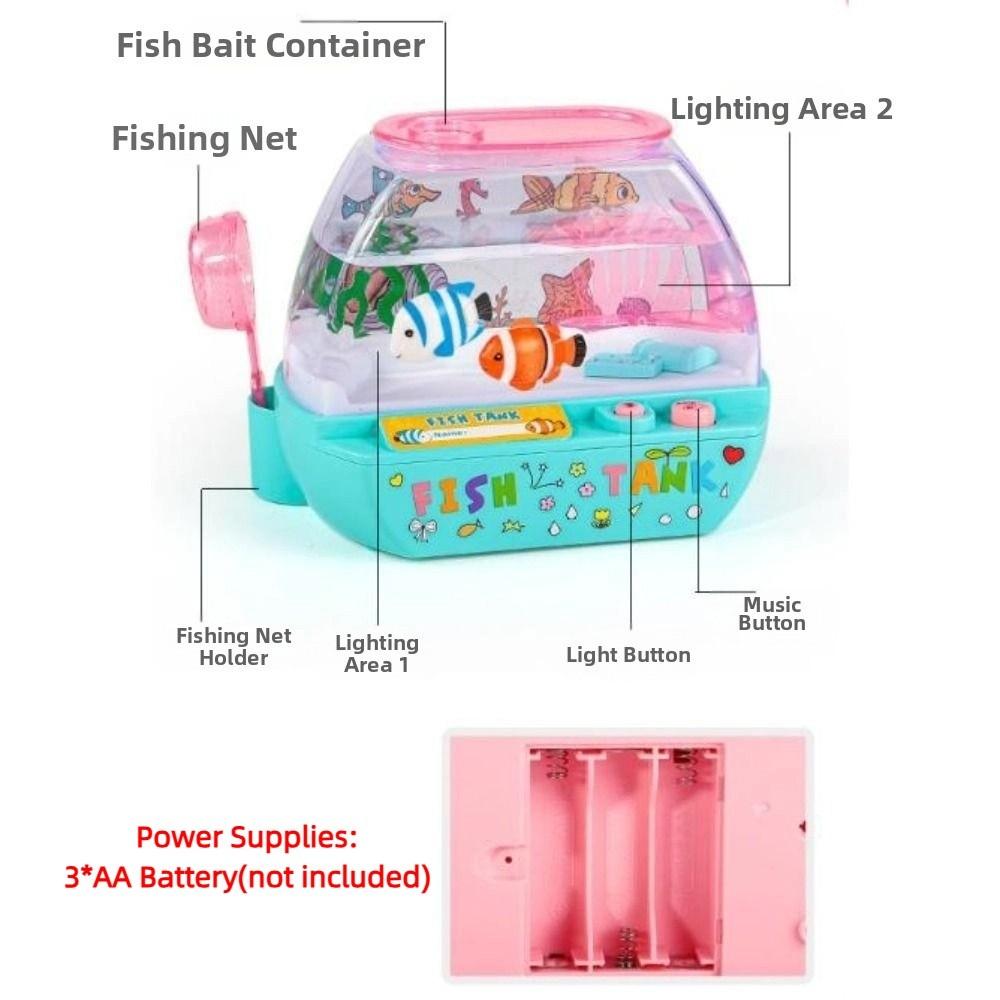 Creative Artificial Aquarium Cartoon with Music and Light Mini Simulation Fish Tank Funny Lovely Music Interactive Aquarium