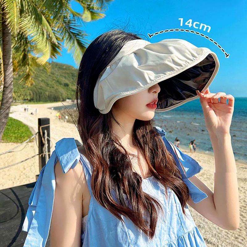 1PC Sunshade Hat Fashion Empty Top Hat Foldable Women Dual Use Big Brim Summer UV Protection Hair Hoop