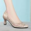 Breathable High Heels Women's Summer Bag Head Mesh Rhinestone Pointed Toe Openwork Women's Sandals