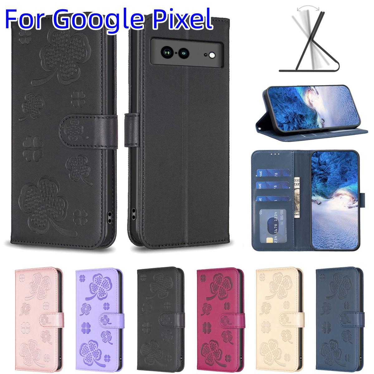 

Для Google Pixel 7,Pixel 7 Pro,Pixel 7a,Pixel 8,Pixel 8Pro,Pixel 8a Lucky Grass Four Leaf Clover Pattern из искусственной кожи, откидная подставка, чехол-кошелек для телефона