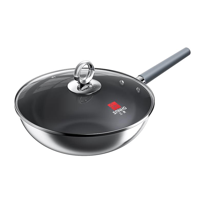 Sanhe 32cm 0-Coating 304 Stainless Steel Wok