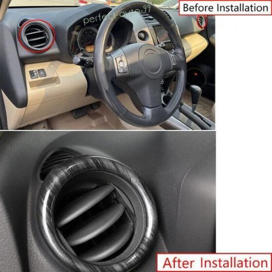 For Toyota RAV4 2006-2011 2012 Black Wood Grain Dash AC L&R Air Outlet Vent Trim