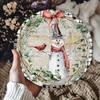 Snowman Winter Wreath Rustic Metal Wall Art Plaid Border Christmas Door Decor