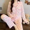 Damepyjamas sæt pyjamas 2-delt sæt luftig blød afslappet trykt pyjamas