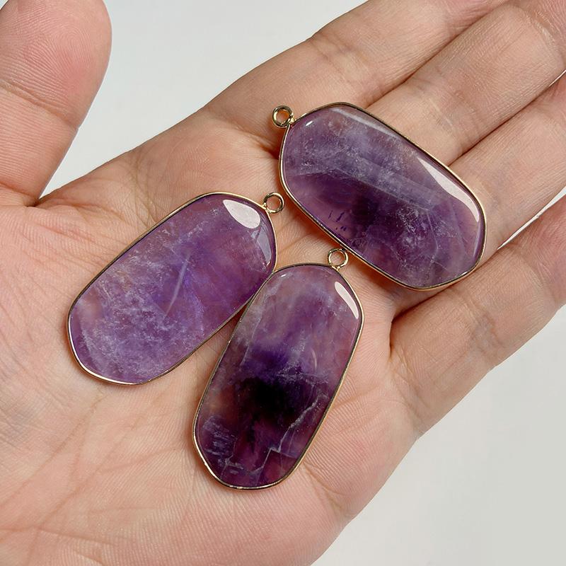 Natural Slice Stone Amethysts Purple Pendant Quartz Crystal Irregular Charm For Handmade Jewelry Making Necklace Earring Diy