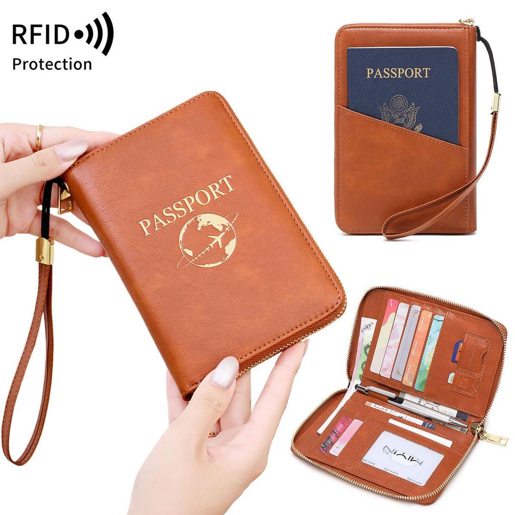 2024 RFID-Blocking Passport Holder & Travel Wallet with Zipper Closure