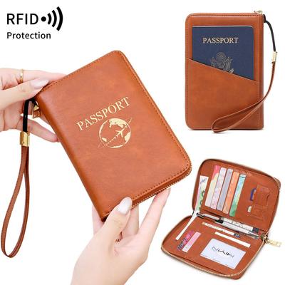 2024 RFID-Blockierender Reisepasshalter & Reisebrieftasche mit Reißverschluss