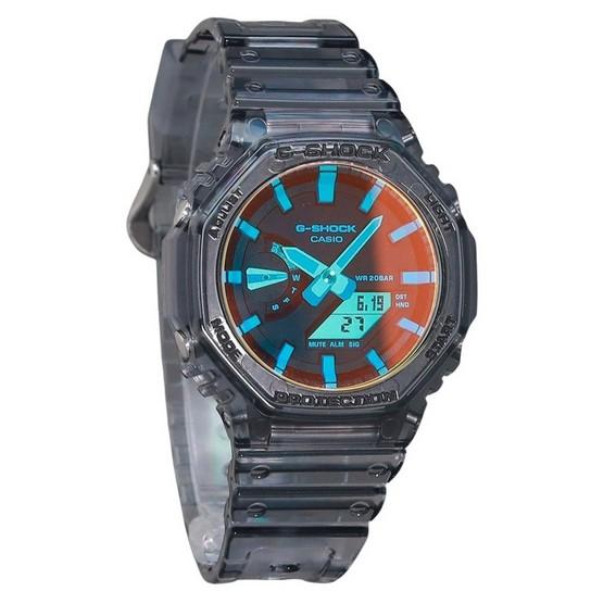 Refurbished Casio G-Shock Analog Digital Transparent Resin Strap Multicolor Dial Quartz GA-2100TLS-8A 200M Men s Watch