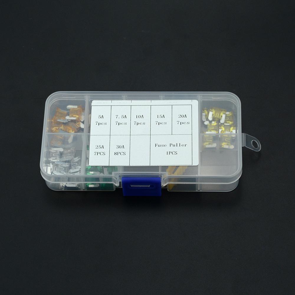 50pcs/lot Car Truck Micro Blade Fuses 5A 7.5A 10A 15A 20A 25A 30A AMP Plastic Box Assortment with Clip Fuses4