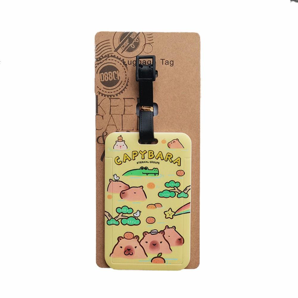 Cartoon Capybara Travel Luggage Tag Name Address Tel Soft Silicone Baggage Labels Mark Hanging Sign Board Baggage Tags