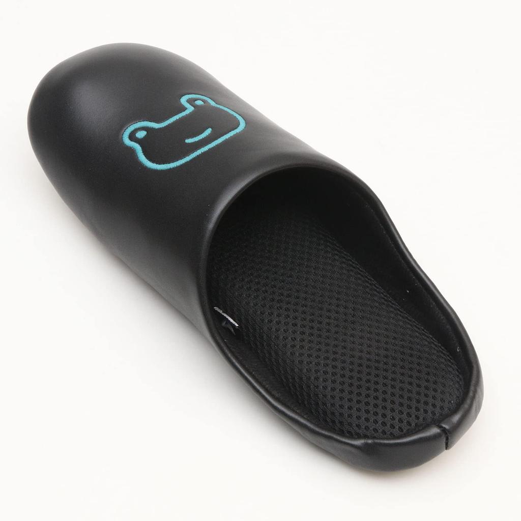 ATSUKO MATANO Chinelos de Quarto de Sapo Faux [Chinelos de Interior, Sapo, Malha, Couro] (Preto, Médio)