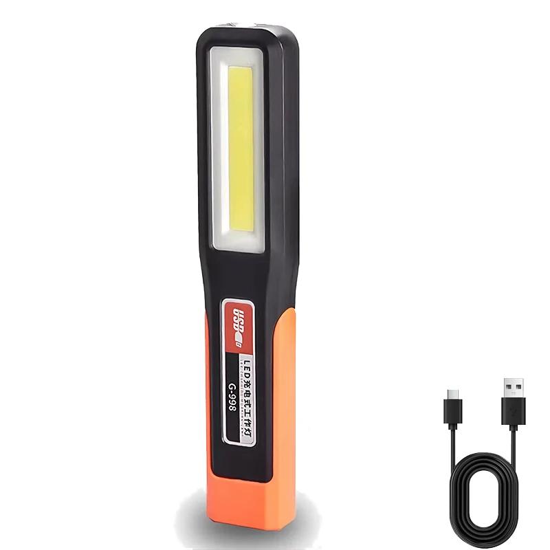 Rechargeable LED Work Light with Magnet Maintenance Lighting Flashlight Red Warning Torch COB Light with Hook Outdoor Camping