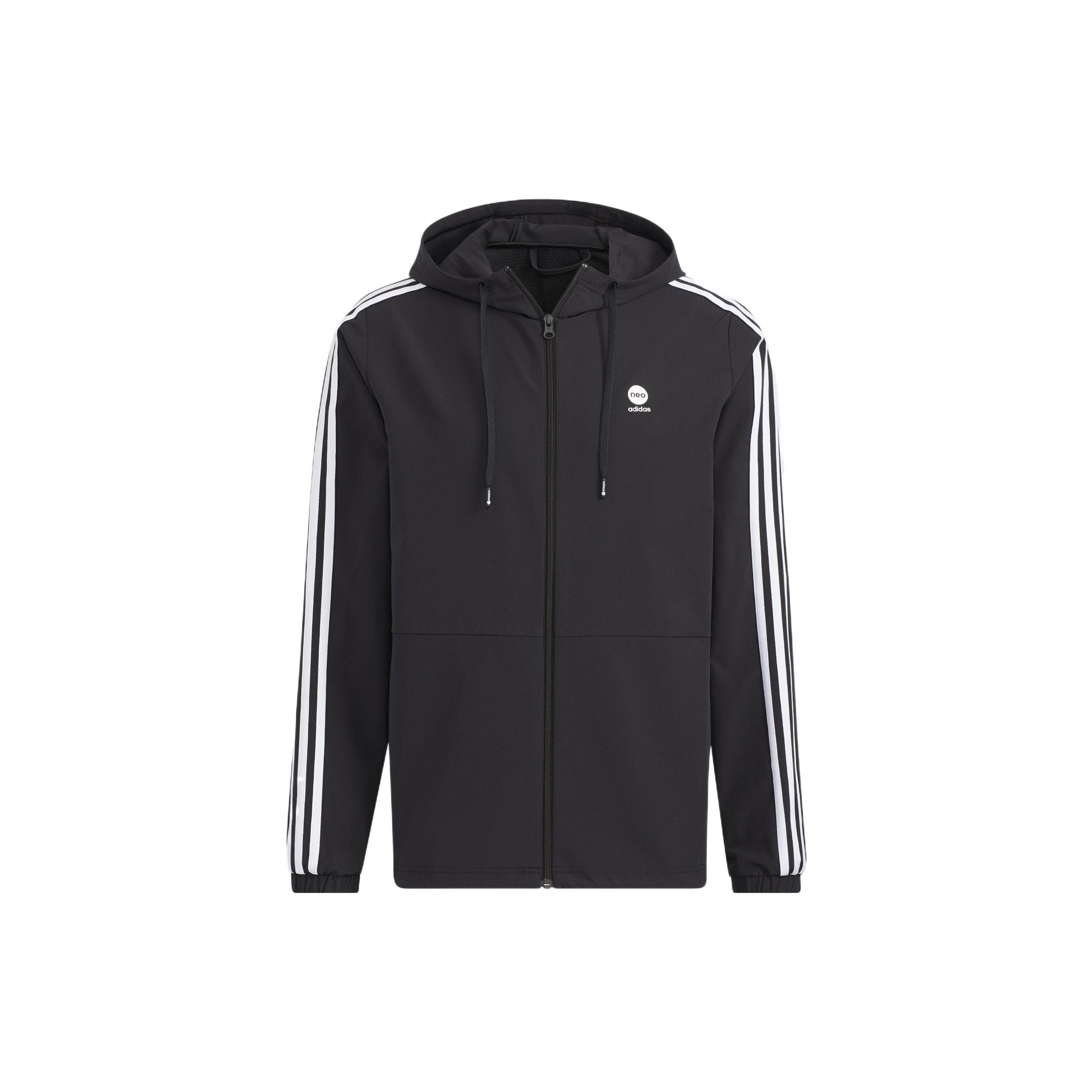 adidas neo Stripe Hooded Jacket Black Men s HD4670 M