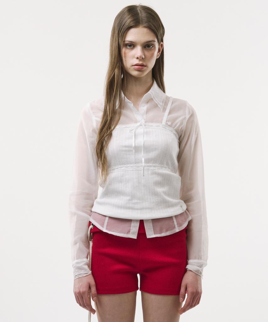 Podeowedeo Sheer Layered Shirt (White)