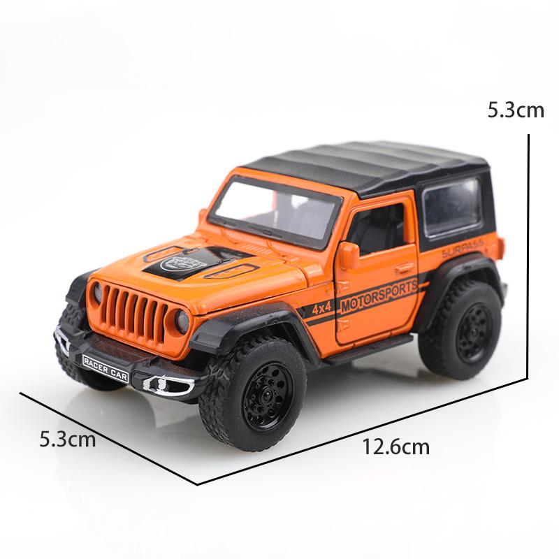 (Bagged) 1/36 Scale Jeep Wrangler Four-Door Off-Road Pullback Toy Car, Die-Cast Metal, Boy'S Toy, Powerful Pullback.