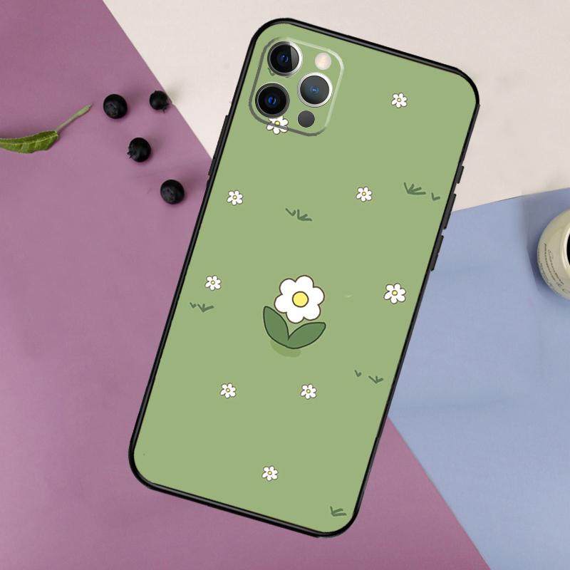 Green Aesthetic Phone Case For iPhone 16 15 14 13 12 11 17 Pro Max 13 Mini 16 Plus 16e 17 Air Bumper Cover