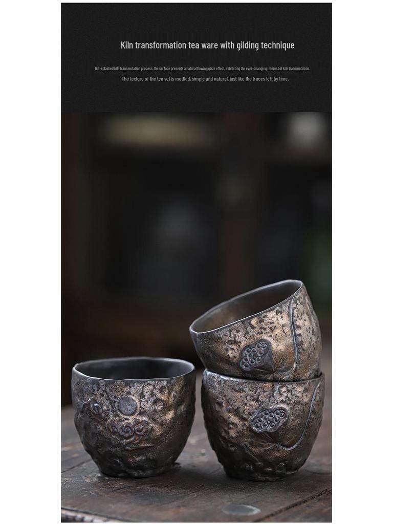 Jianying Gilded Ceramic Master Teacup - Large Kung Fu Tasting Cup