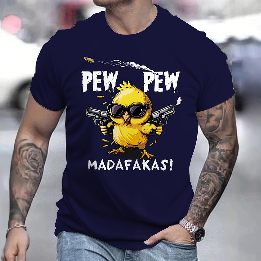 

2025 Веселая желтая футболка с графическим принтом в виде мультяшной утки, повседневная уличная мужская футболка с коротким рукавом, модная мужская футболка с круглым вырезом 5XL