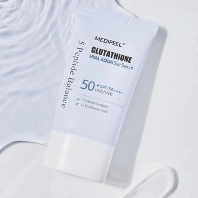 Glutathione Hyal Aqua Sun Serum SPF50+ PA++++ 50ml +RANDOM GIFT