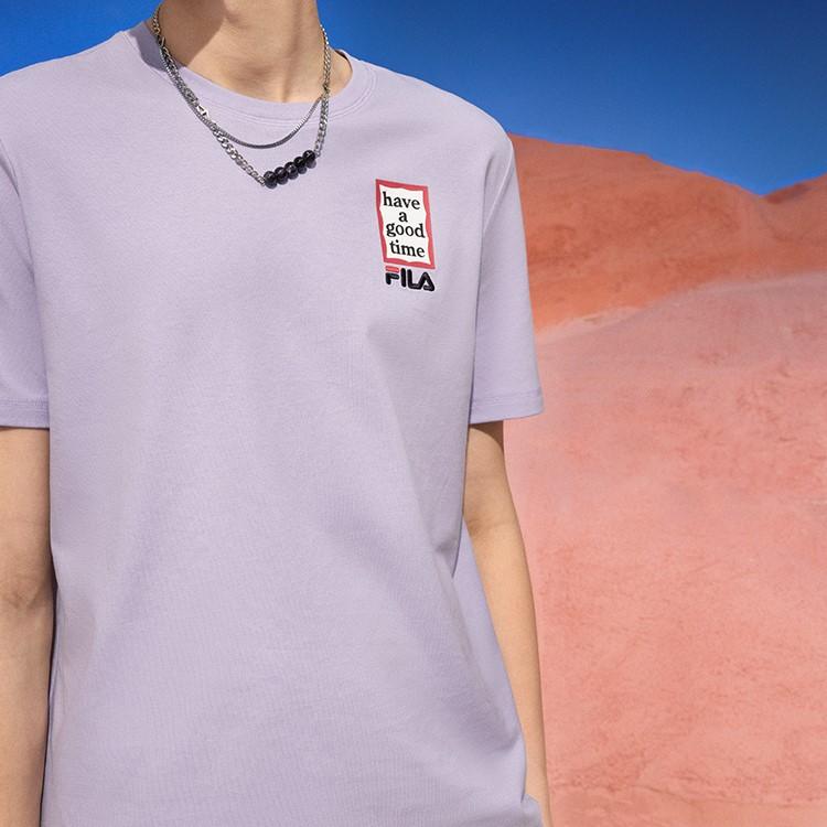 FILA X HAGT T Shirts Unisex Fantasy Purple Crew Neck Moderate Straight Fit F11U229102F-VT