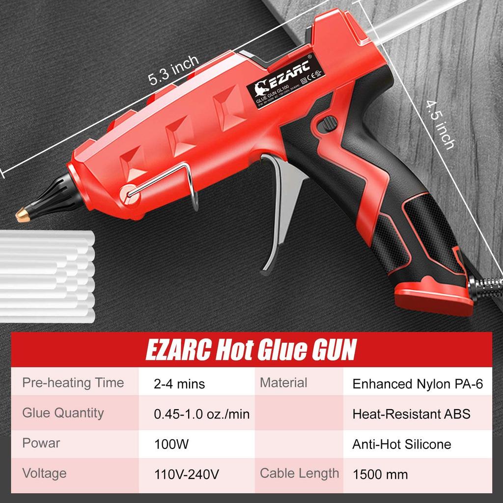 Pistola per Colla a Caldo 100W Heavy Duty Taglia Standard Kit Pistola per Colla con 20 Pezzi di Stick di Colla (150 x 11mm),per Casa, Ufficio Riparazioni Rapide