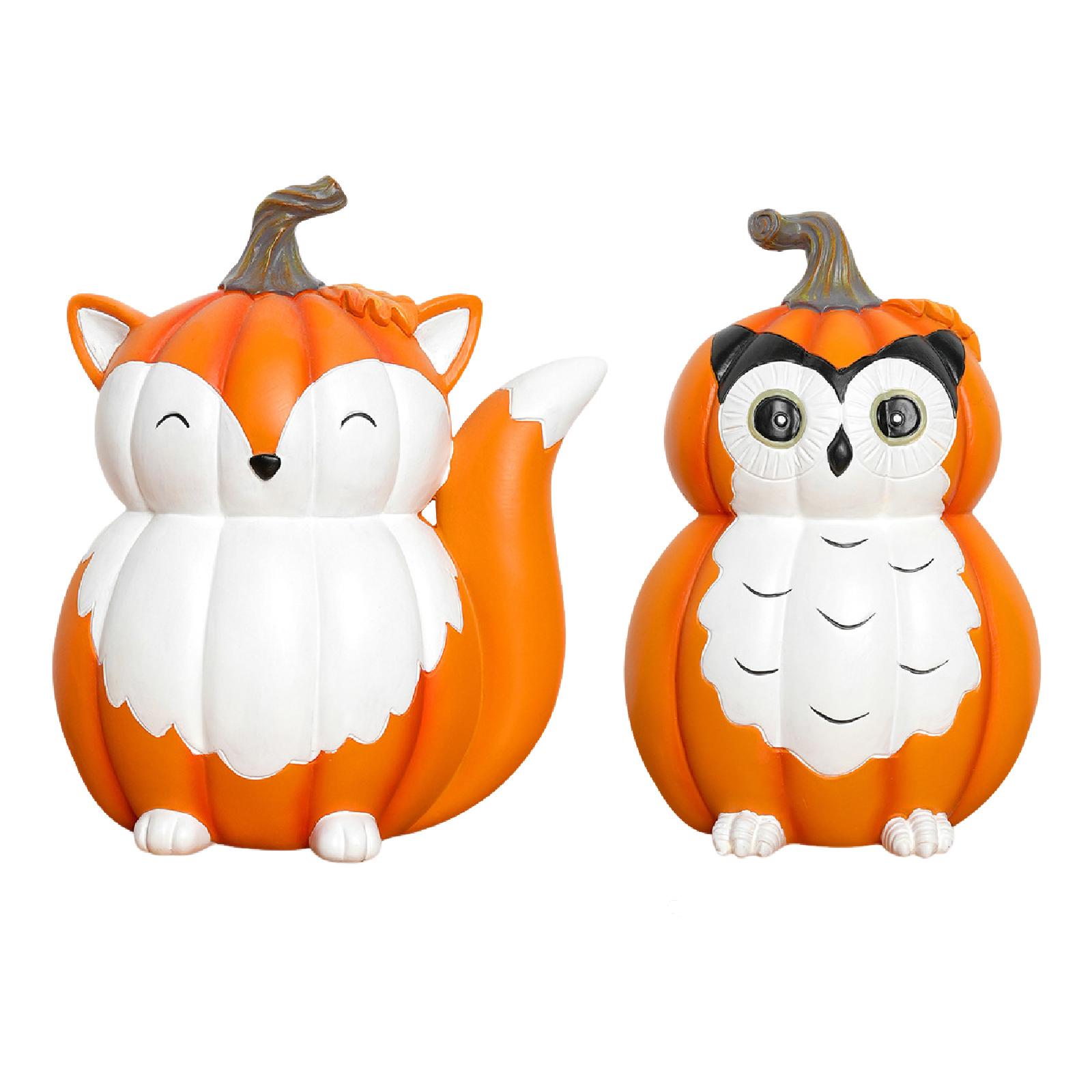 

Halloween Animal Pumpkin Figurine Creative Ornament for Cabinet Indoor Shelf Owl