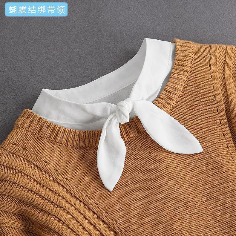 Ear Edge Pleated Fake Collar Versatile Collar Shirt Organza Decoration White Shirt For Women