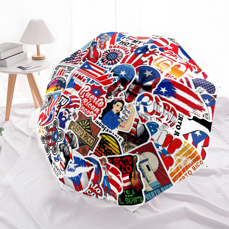 Puerto Rican Princess Umbrella Portable Folding Umbrella Durable Iron Frame,8 Ribs Structure Suitable for All Seasons Home Travel Outdoor Mu