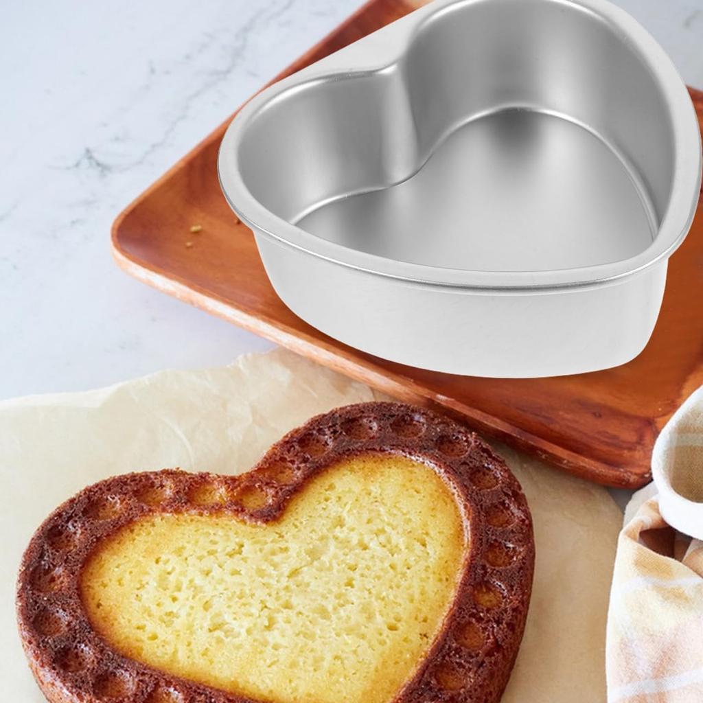 DECHOUS 6 Inch Heart Shape Cake Pan: 2Pcs Small Heart Cake Tins Aluminum 6" Non-stick Baking Molds for Mother's Day, Wedding, Party, Birthday,