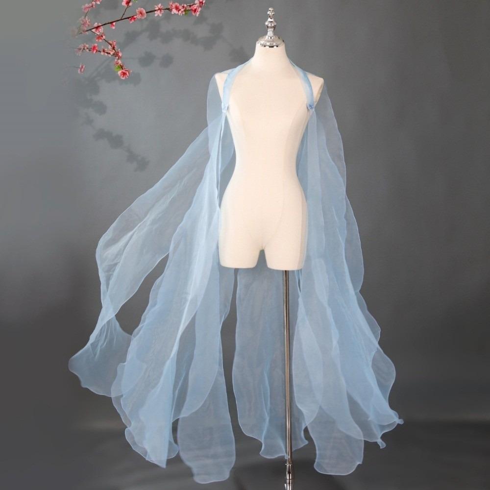 Organza Ancient-style Cloak with Shoulder Strap Dance Costume Party Long Shawl Fairy Dance Wear Chinese Style Flowy Cape