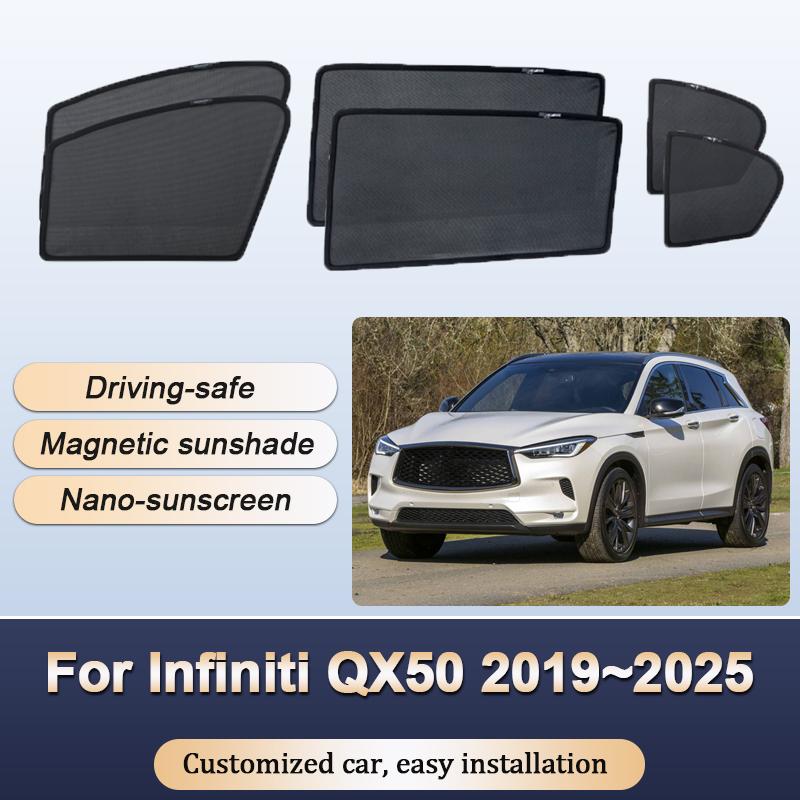 For Infiniti QX50 2019~2025 2024 Car Sunshades Anti UV Privacy Mesh Curtains Heat Insulation Sunscreen Visors Auto Accessories