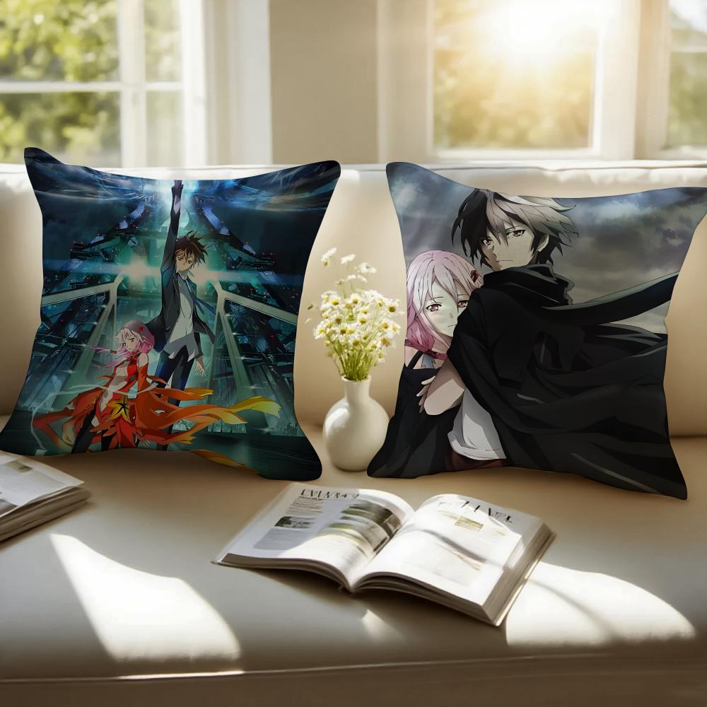 Guilty Crown Pillow Case Anti-dustmite Pillowcase Invisible zipper silky short plush Sofa cushion cover