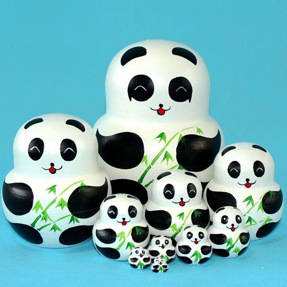 10 Layer Tiger Russian Nesting Dolls Toy Wooden Toys Cute Animal Pattern Wooden Nesting Toys