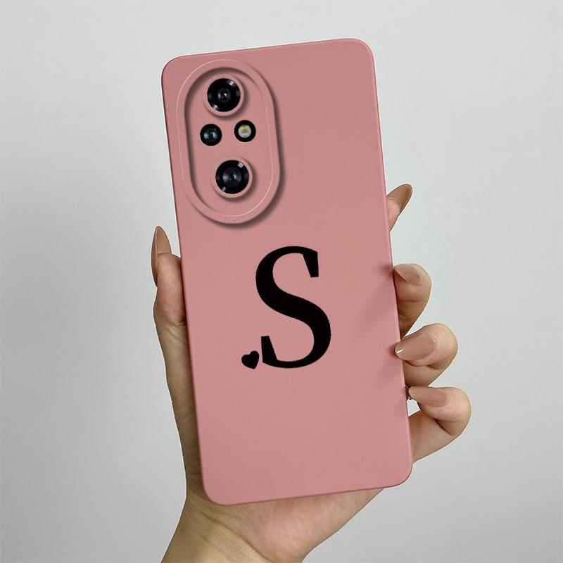 For Honor 200 Case Honor 200 Pro Phone Case Cute Initial Letters Square ShockProof Soft Silicone Back Cover Fundas Honor 200 Pro