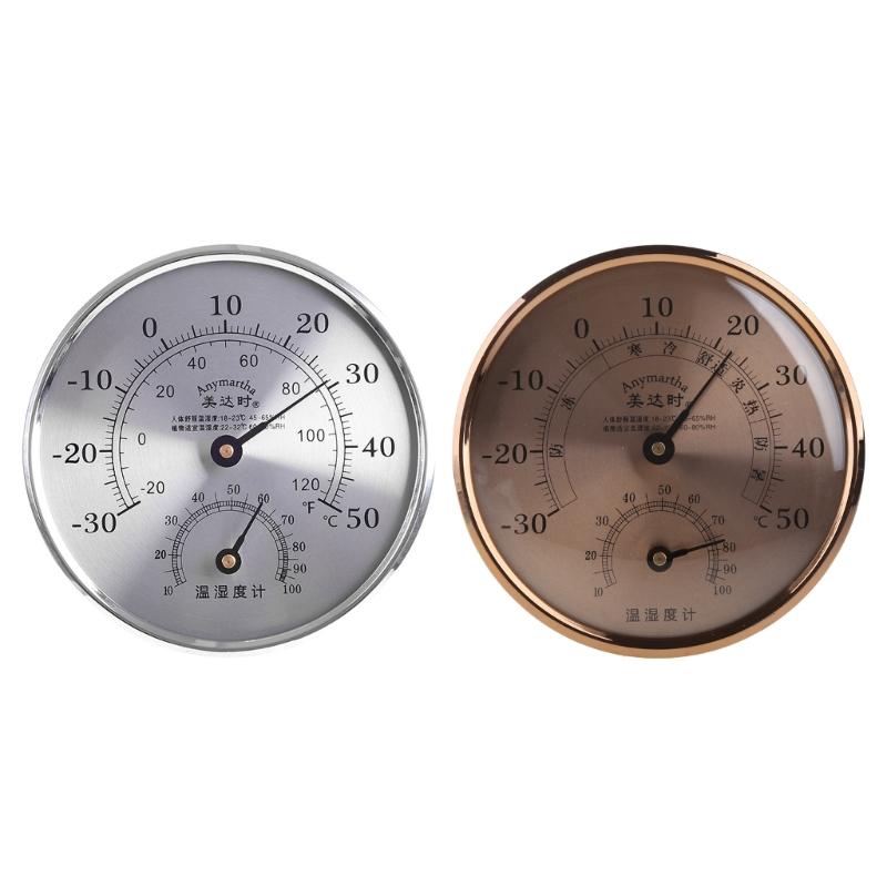 Indoor Outdoor Thermometer Round Large Wall Thermometer-Hygrometer Waterproof Does not Require Battery