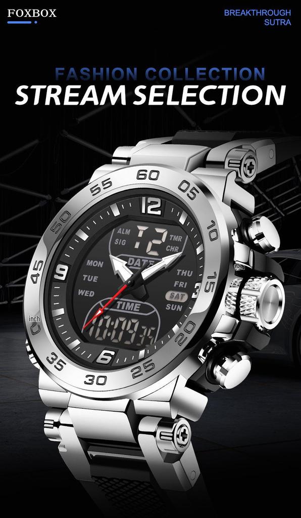 FOXBOX Dual Display Fashion Electronic Sports Watch for Students