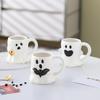 Roztomilé hrnčeky z bieleho porcelánu s tematikou ghúlov, odolná keramika, ideálne na halloweenske dekorácie alebo do kancelárie