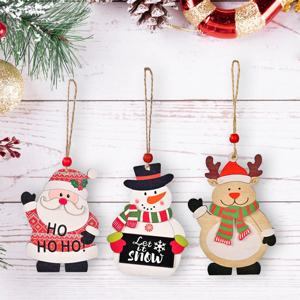 Trees Christmas Decoration Printed Wooden Shopping Mall Atmosphere Dress Up