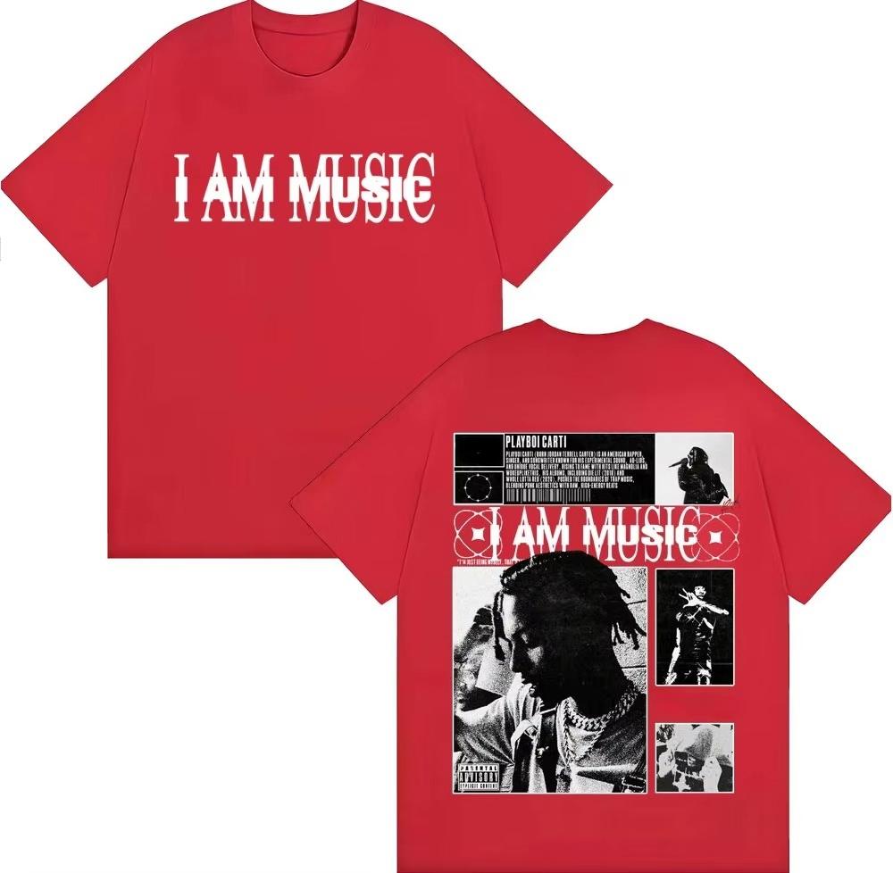 Rapper I AM MUSIC Album Logo T Shirts for Men Women Harajuku Hip Hop Casual Comfort 100% Cotton Autumn and Winter Innerwear