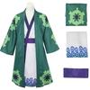 Zelené Kimono Roronoa Zoro Cosplay Anime Kostým Uniforma na Halloween Pánský Oblek Podšívka Paruka Vnější oděv Pásek Disfraz Halloween