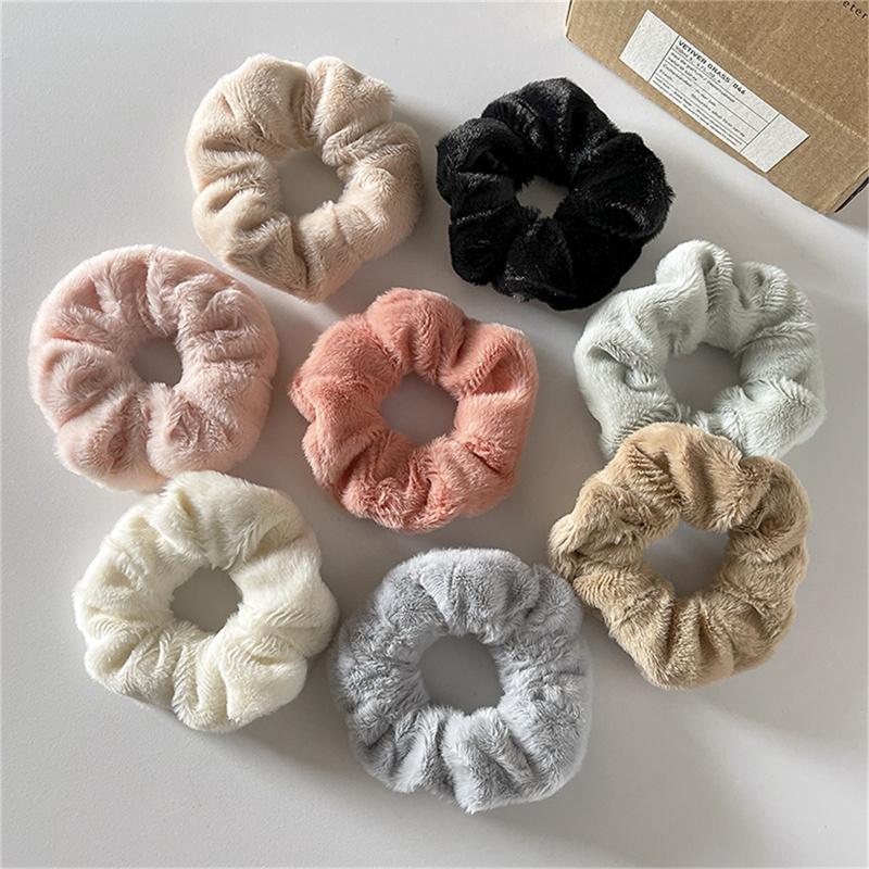 Winter Warme Weiche Haar Scrunchies Frauen Nette Plüsch Elastische Multicolor Gummi