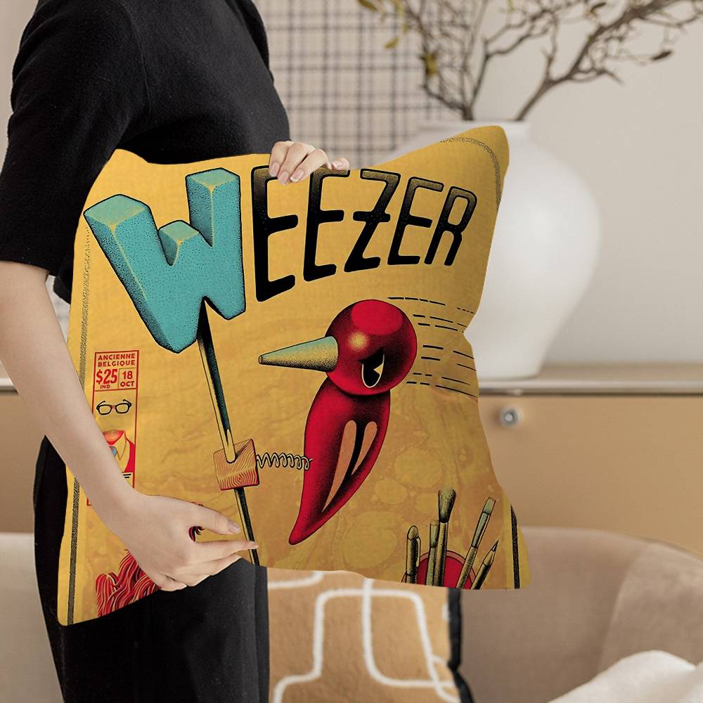 

Weezer Музыкальная группа Персонализированная фотография Текст Домашние декоративные подушки Бытовые подарки 45x45см 12x12Inch