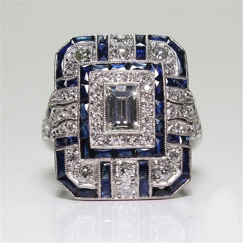 2026 European and American Fashion Wedding Gifts, Women s Jewelry, Square White Sapphire Zircon Ring. no. 6