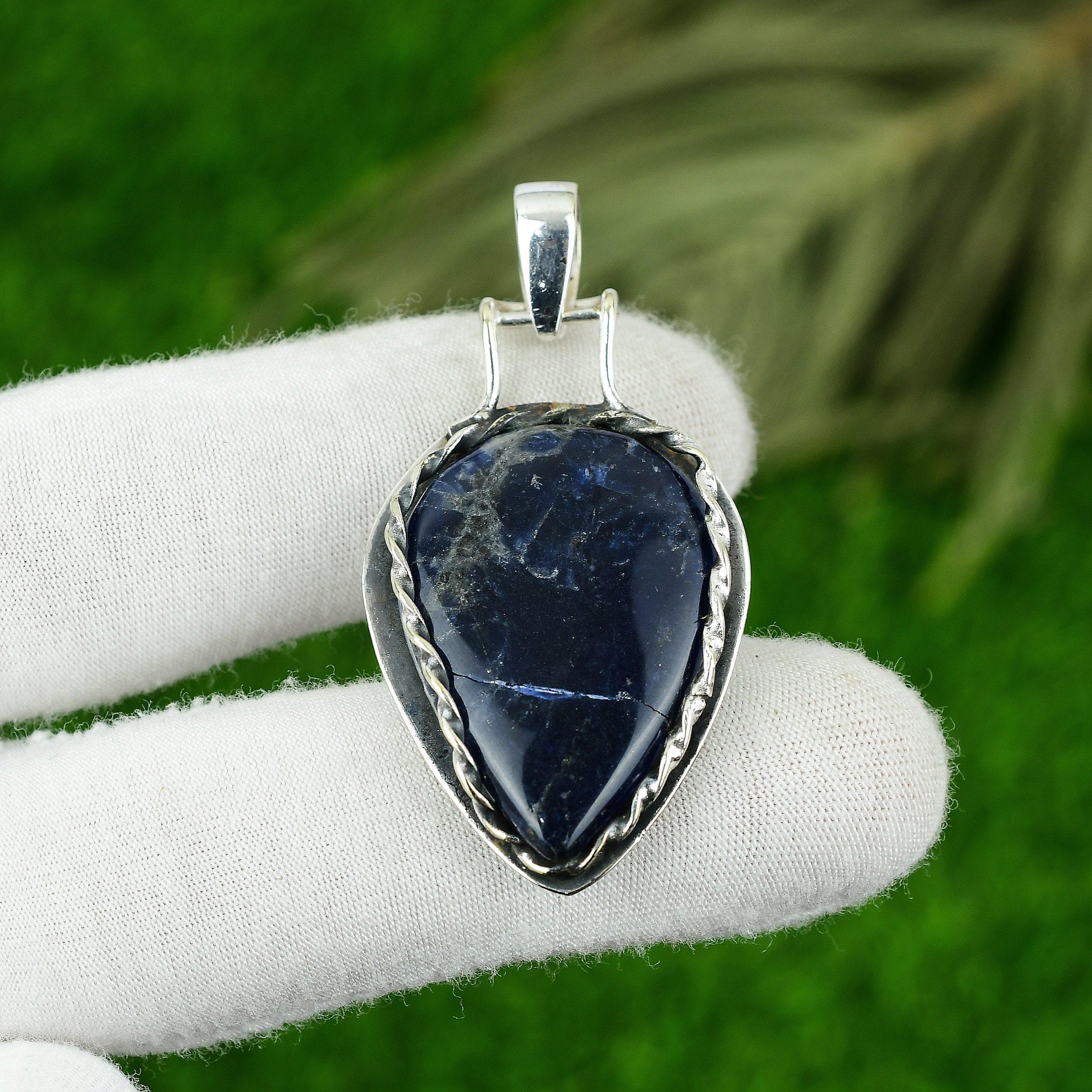 

Gift For Her 925 Sterling Silver Natural Sodalite Gemstone Jewelry Pendant