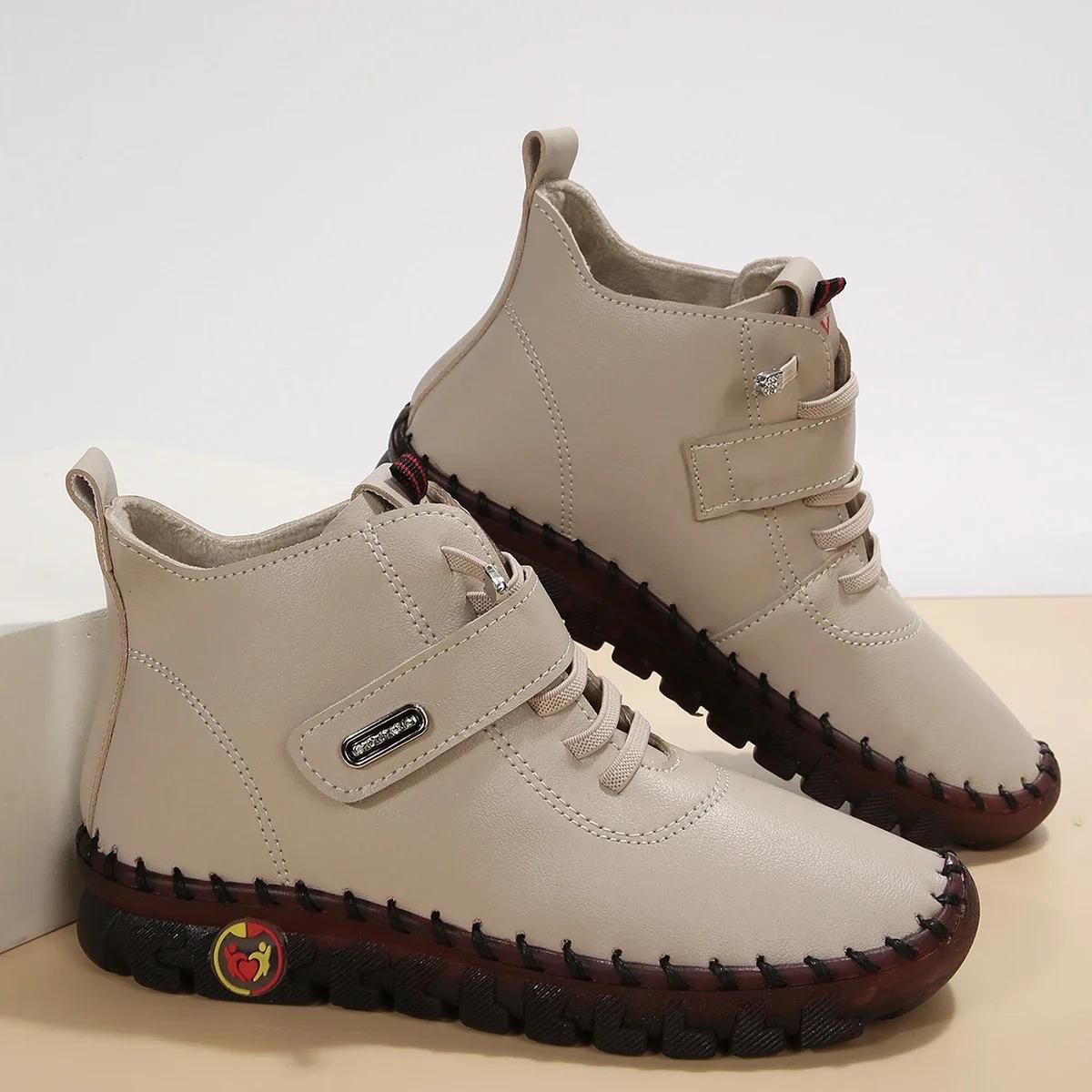 

Модные женские сапоги зима 2024 новые меховые сапоги для женщин ручная работа нитки мама хлопок обувь легкие мягкие ботильоны на платформе Botas Mujer 35