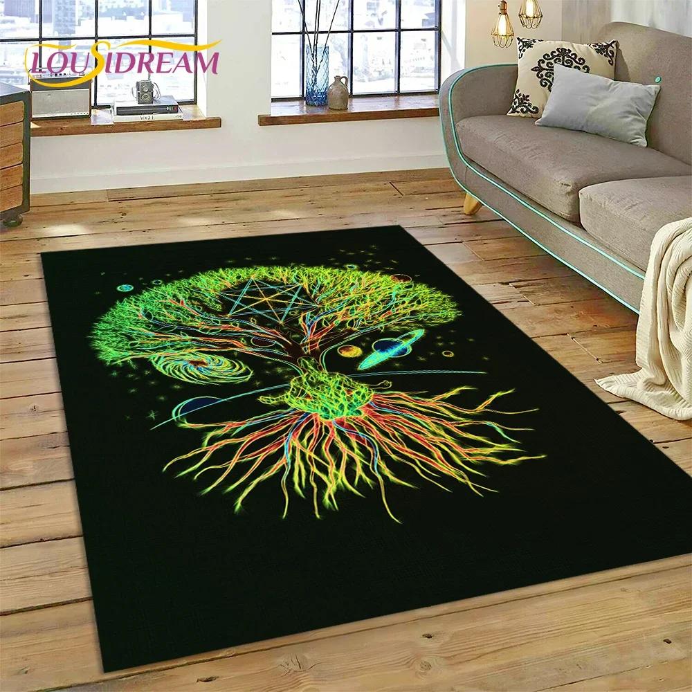 Nordic Mythology Yggdrasil Nature Tree of Life Carpet Rug for Home Living Room Bedroom Sofa Doormat Decor,kid Non-slip Floor Mat
